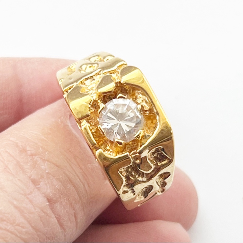 Vintage 14K HGE Gold Nugget Statement Ring 11